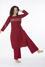 Maroon Grace Embroidery Dress Co-ord