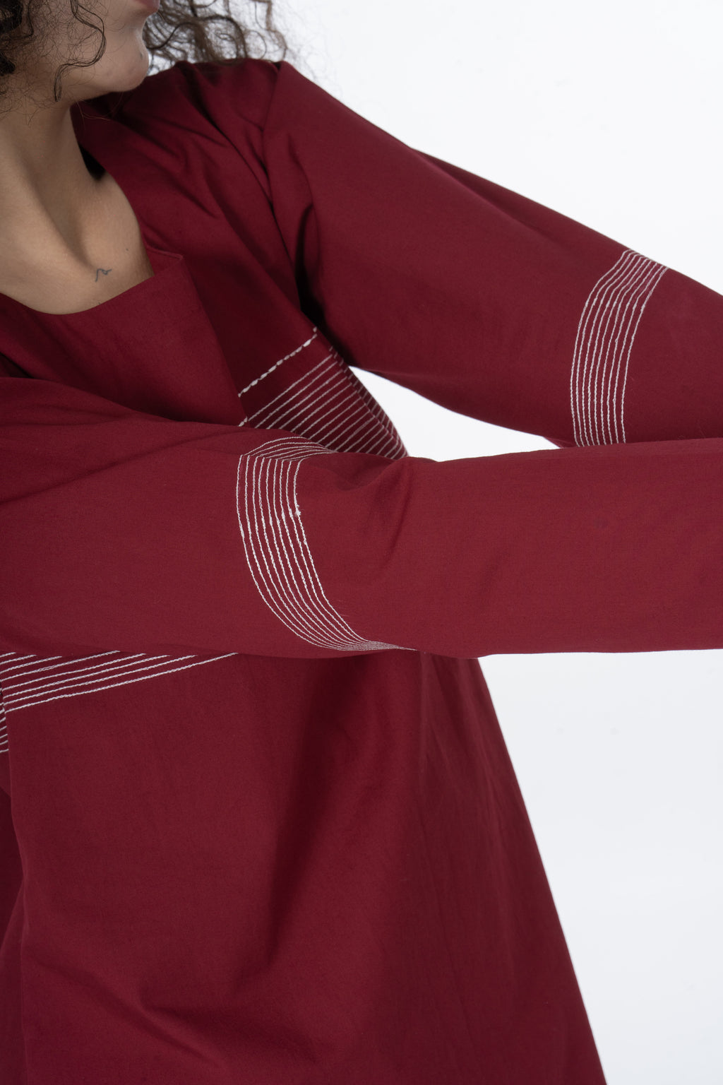 Maroon Grace Embroidery Dress Co-ord