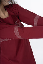 Maroon Grace Embroidery Dress Co-ord