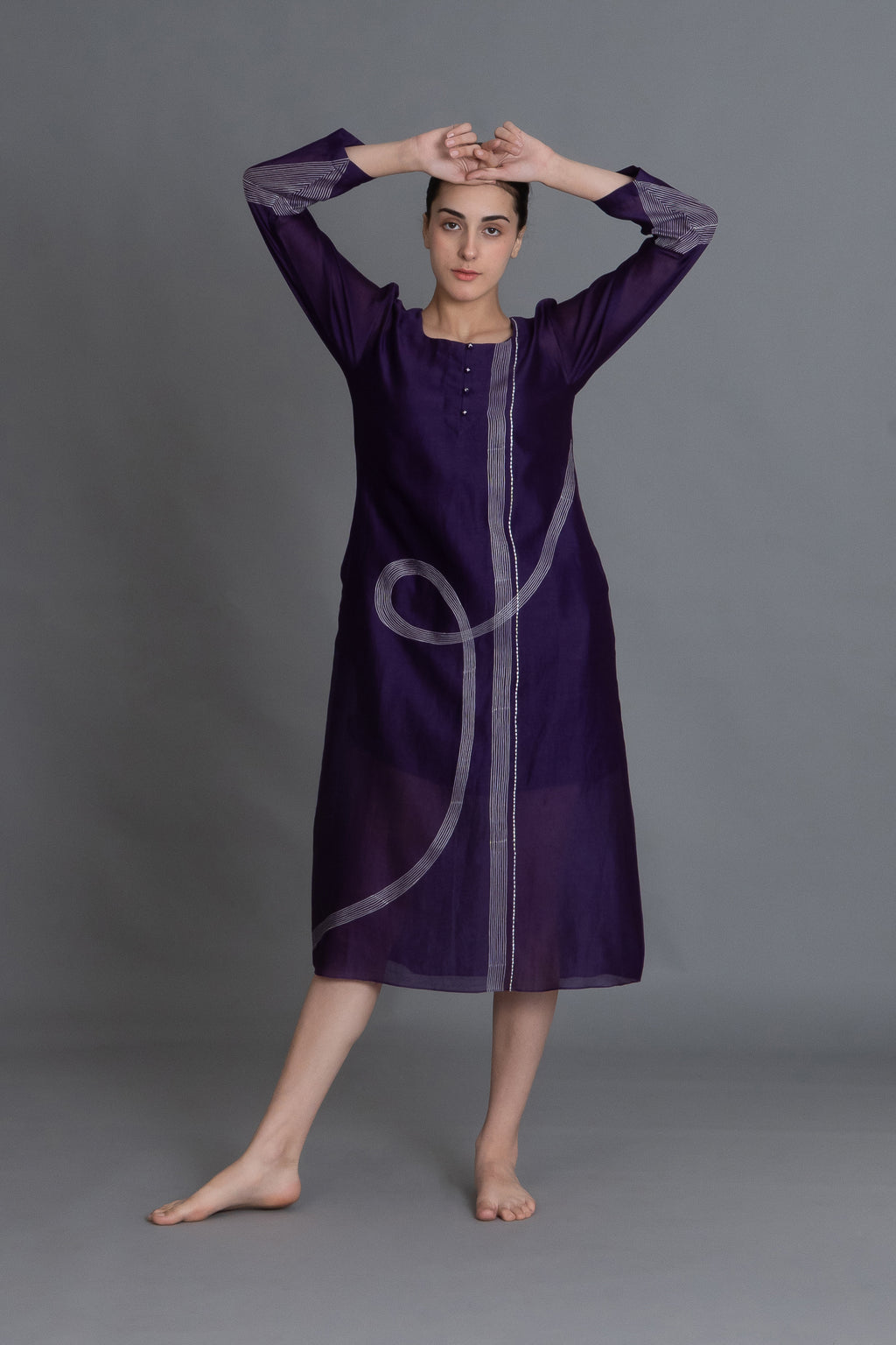 Purple Embroidered Dress