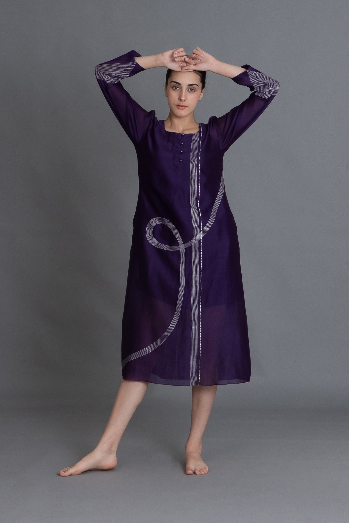 Purple Embroidered Dress