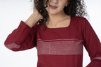Maroon Grace Embroidery Dress Co-ord