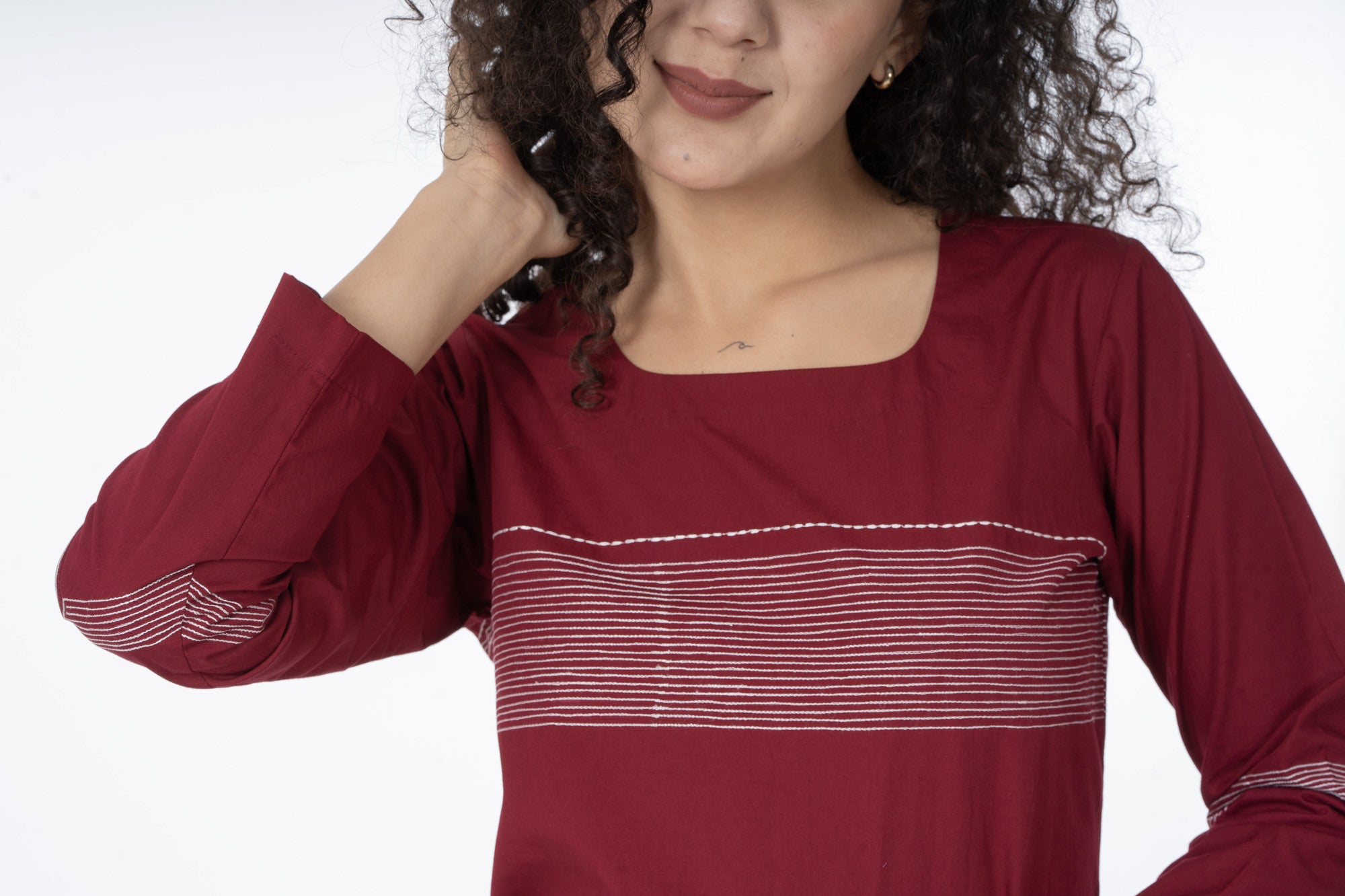Maroon Grace Embroidery Dress Co-ord