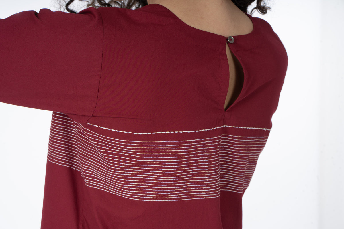 Maroon Grace Embroidery Dress Co-ord