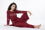 Maroon Grace Embroidery Dress Co-ord