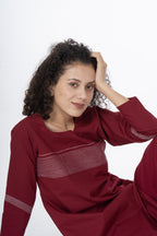 Maroon Grace Embroidery Dress Co-ord