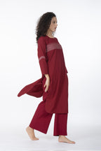 Maroon Grace Embroidery Dress Co-ord