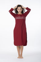 Maroon Grace Embroidery Dress