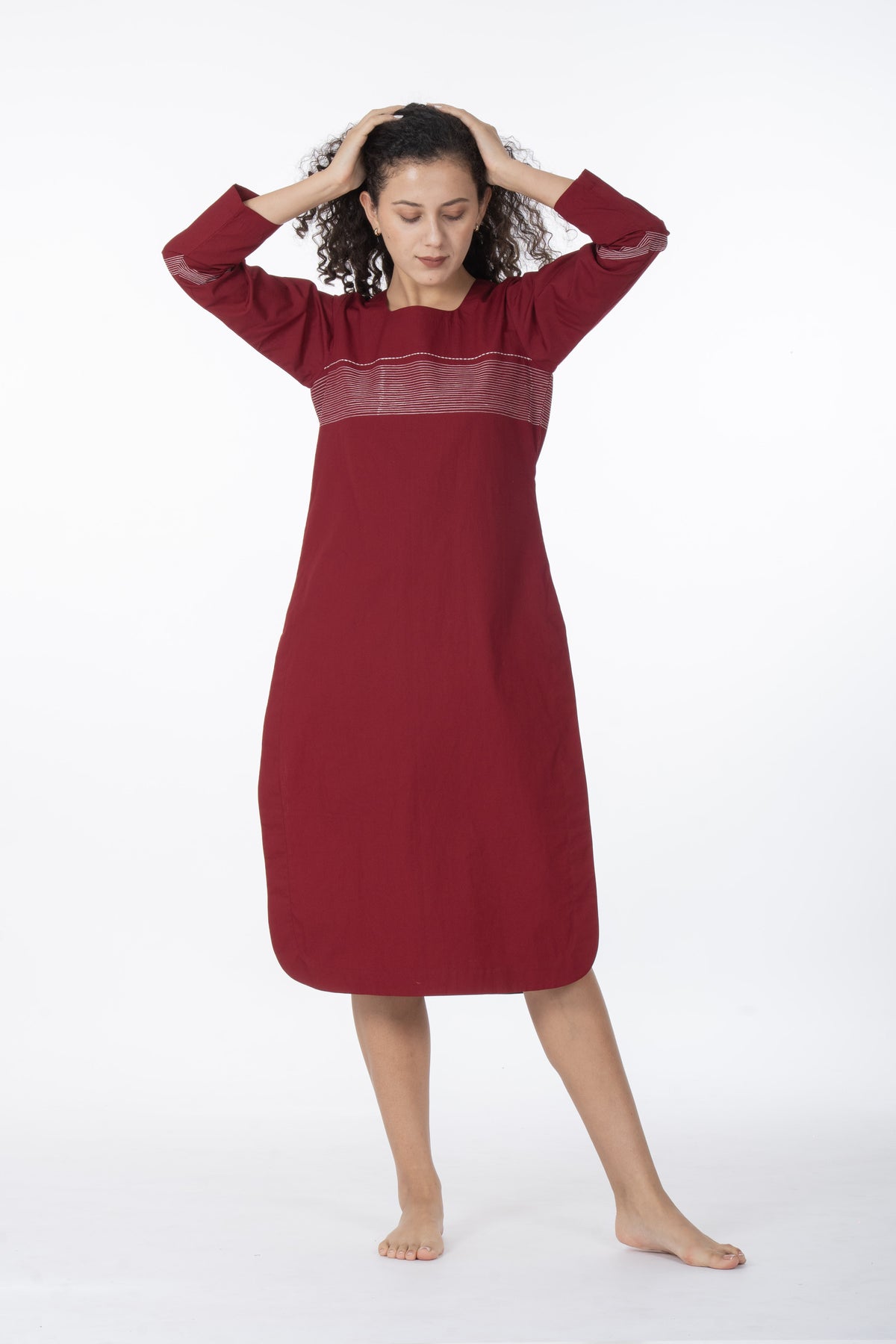 Maroon Grace Embroidery Dress
