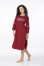 Maroon Grace Embroidery Dress