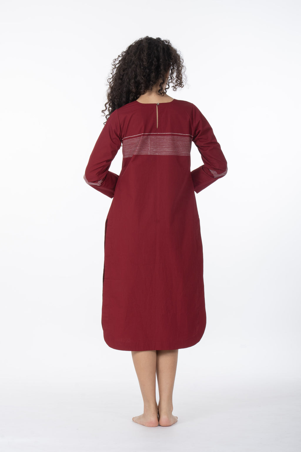 Maroon Grace Embroidery Dress