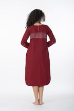 Maroon Grace Embroidery Dress