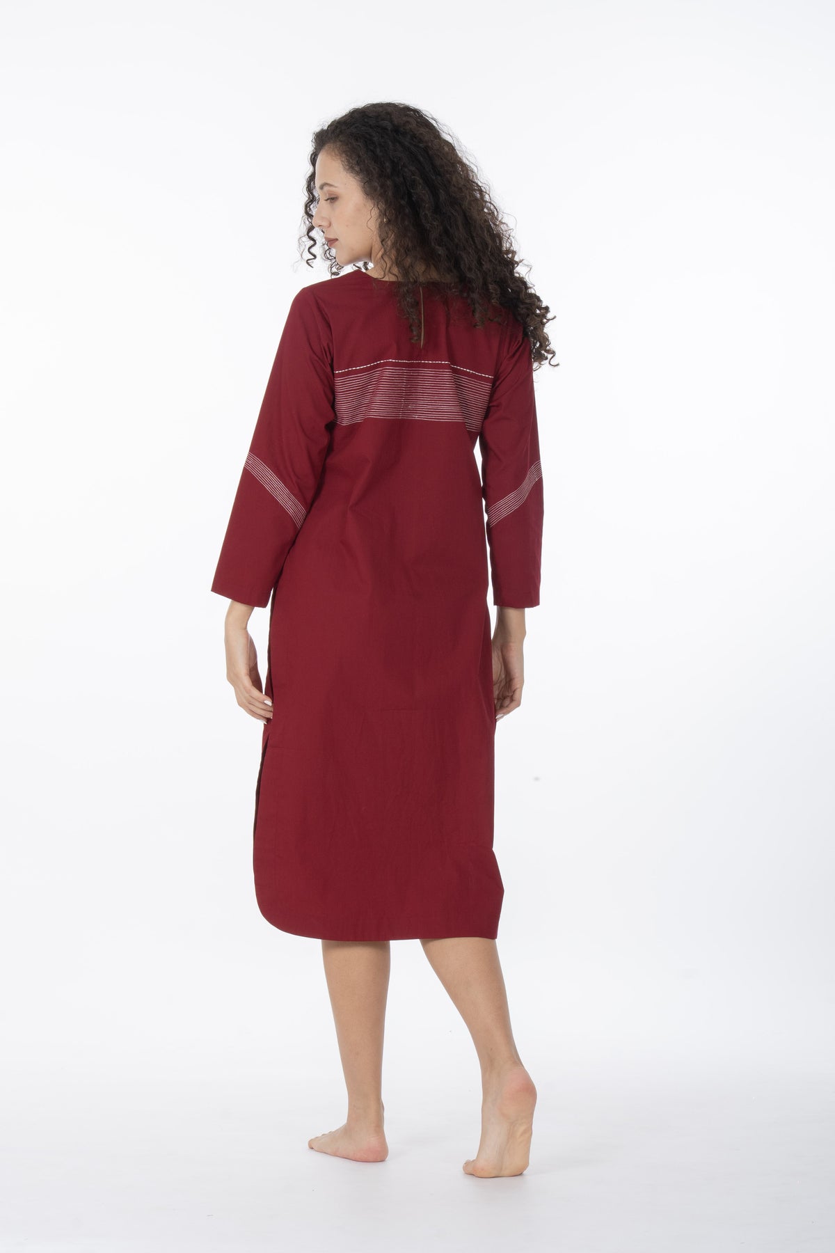 Maroon Grace Embroidery Dress