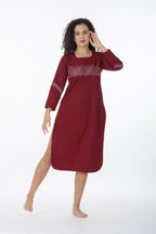 Maroon Grace Embroidery Dress