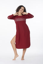 Maroon Grace Embroidery Dress