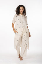 Ivory Polka Cotton Shirt Set