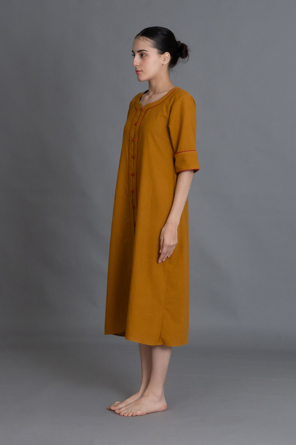Mustered Round Neck Dress