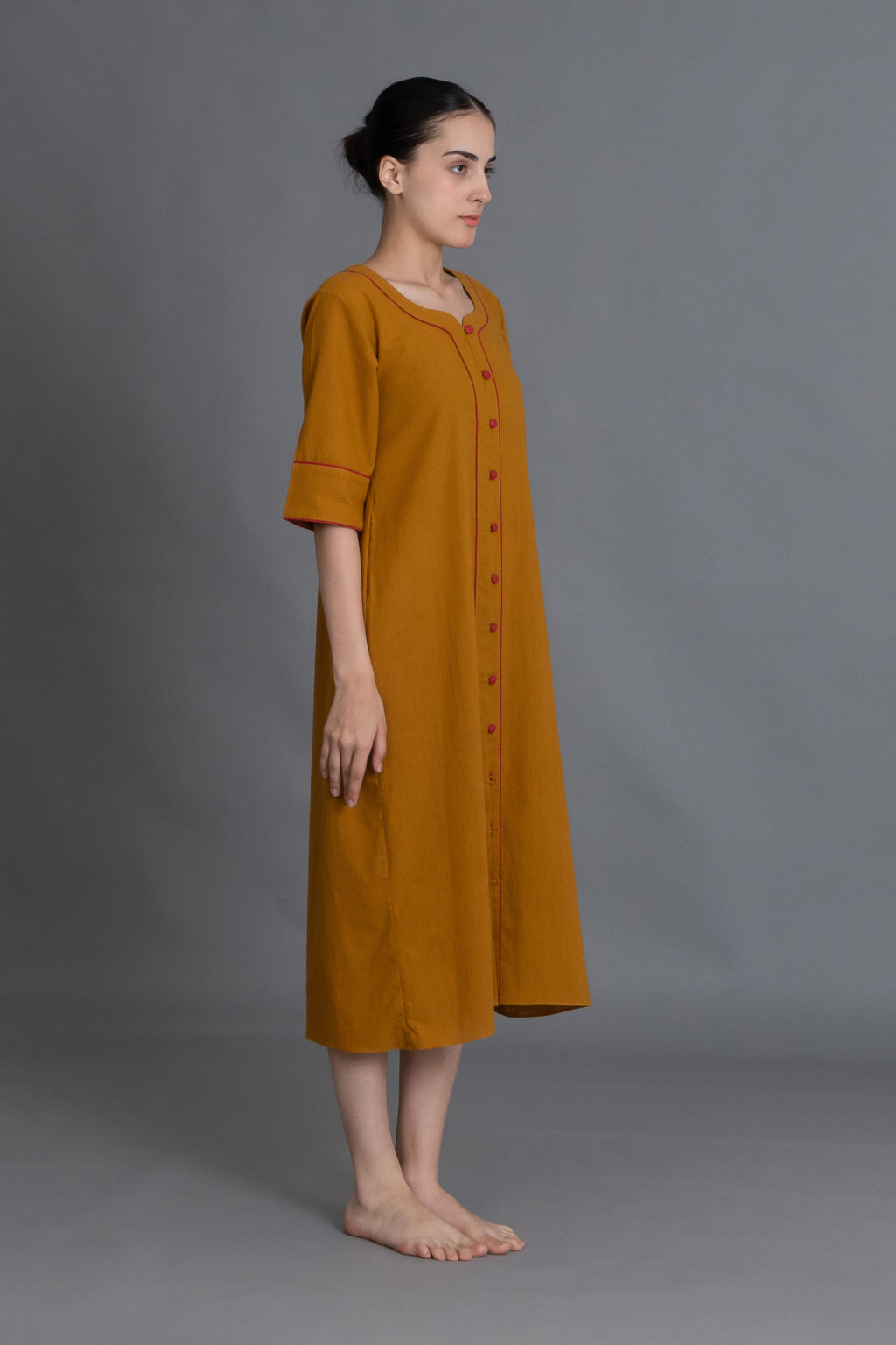 Mustered Round Neck Dress