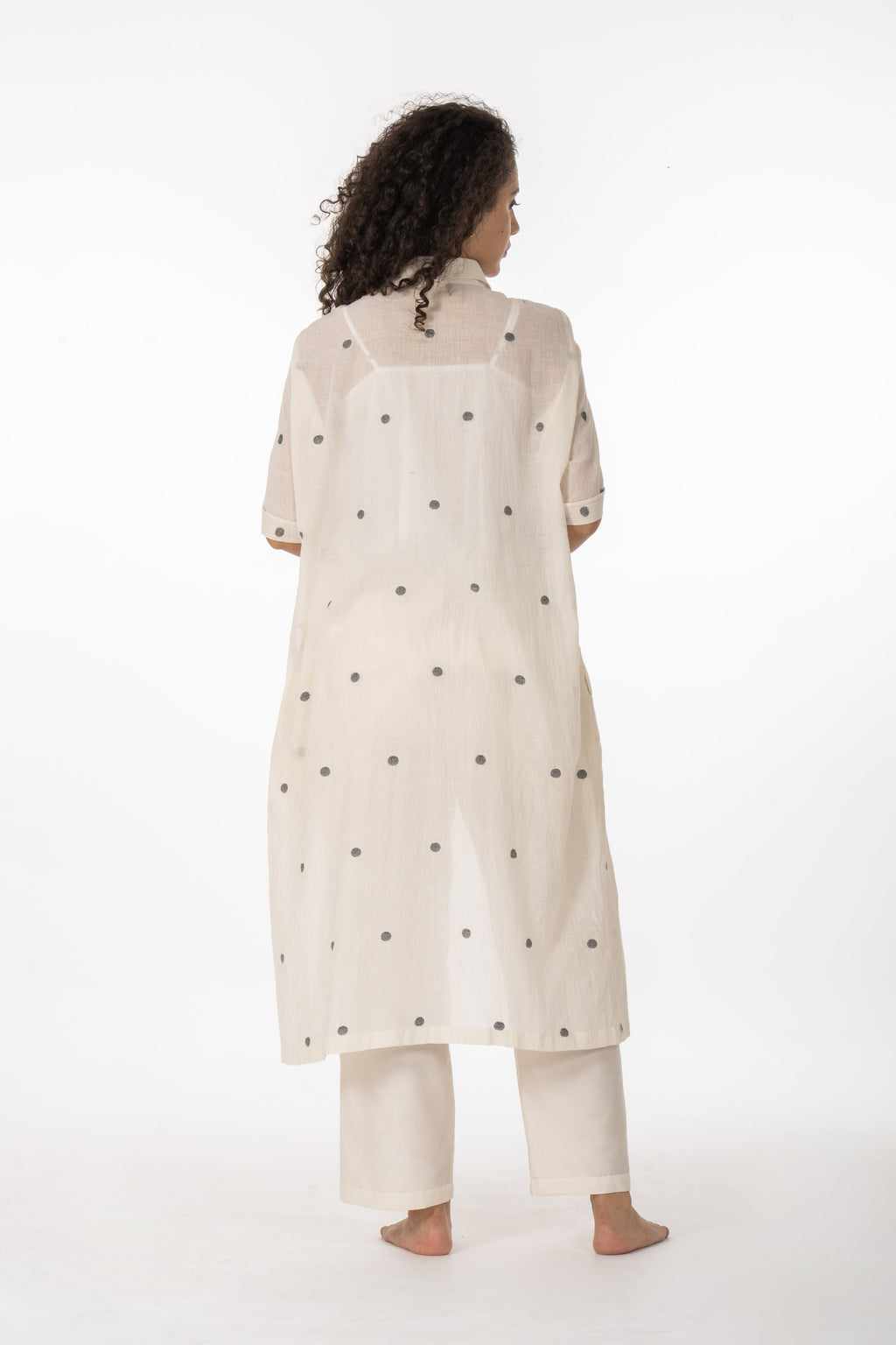 Ivory Polka Cotton Shirt Set