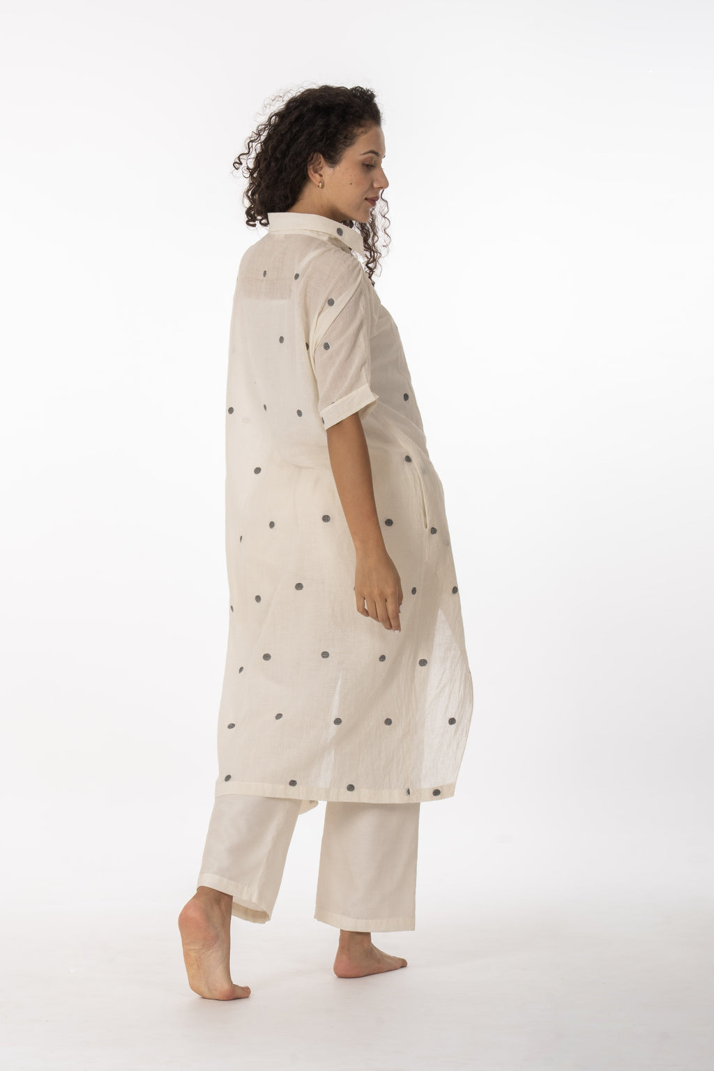 Ivory Polka Cotton Shirt Set