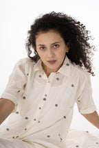 Ivory Polka Cotton Shirt Set