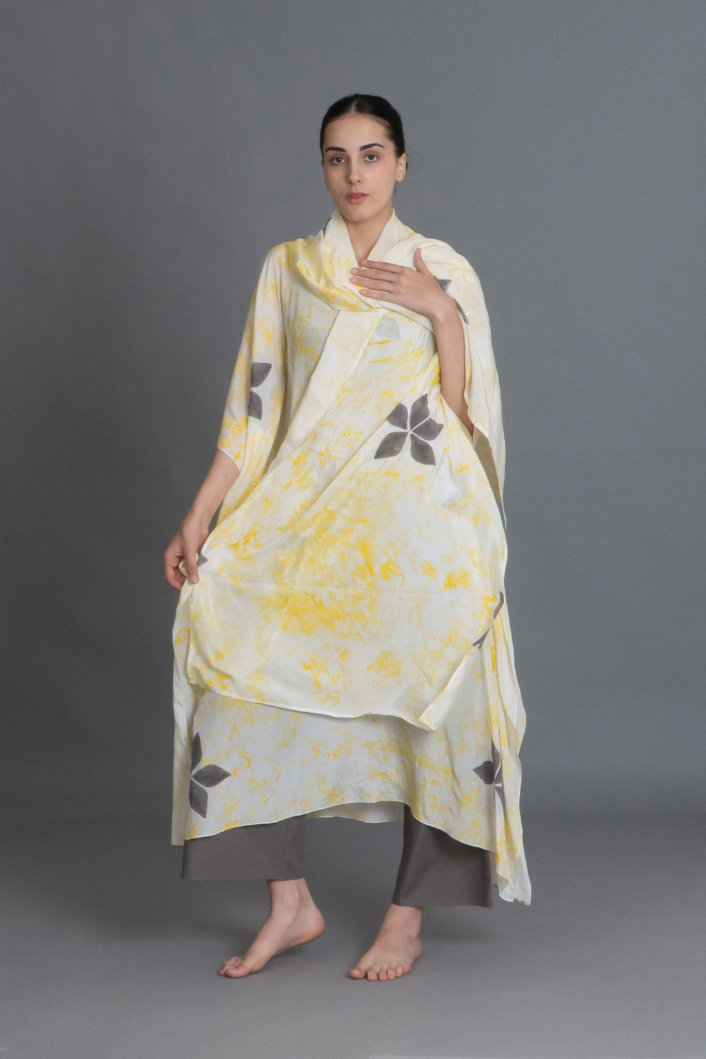 Crezia Silk Kaftan Co-ord with Scraff