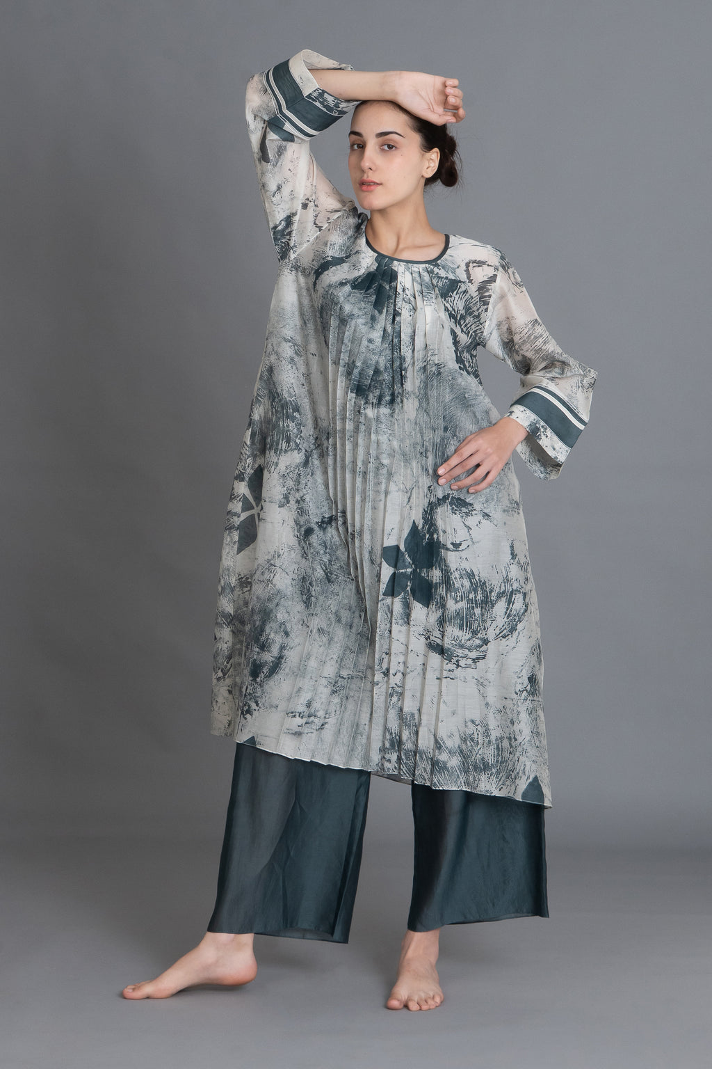 Mint Texture Print Dress Co-ord