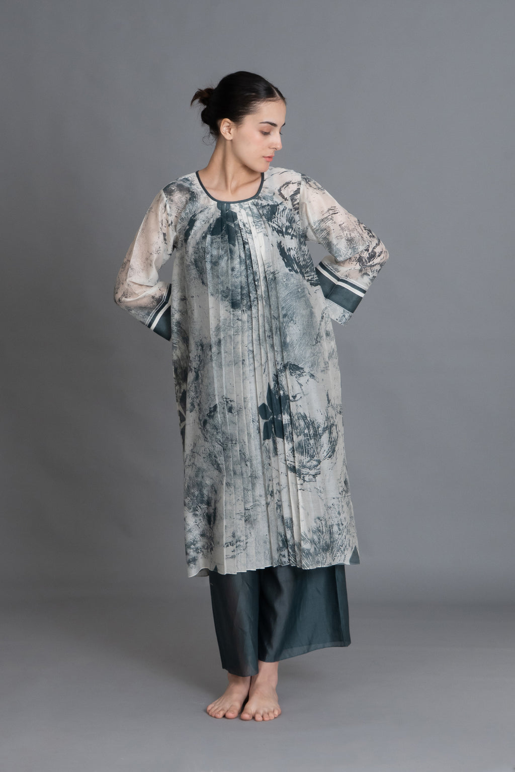 Mint Texture Print Dress Co-ord