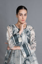 Mint Texture Print Dress Co-ord with Scraff