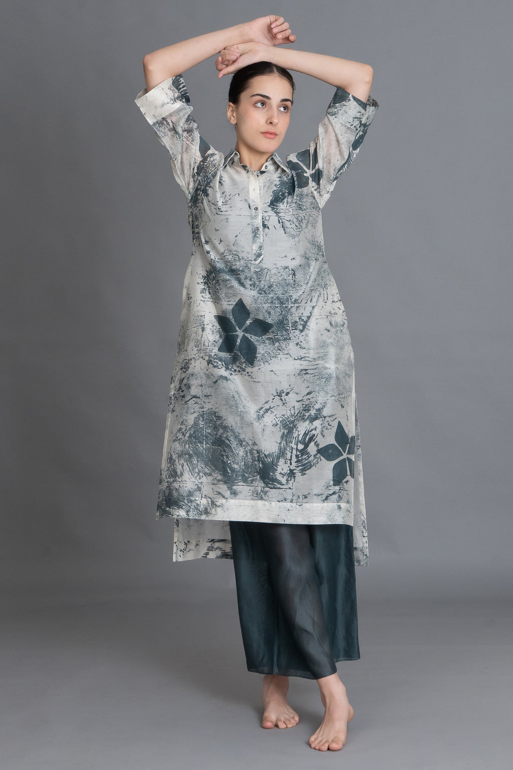 Mint Texture Long Shirt Co-ord