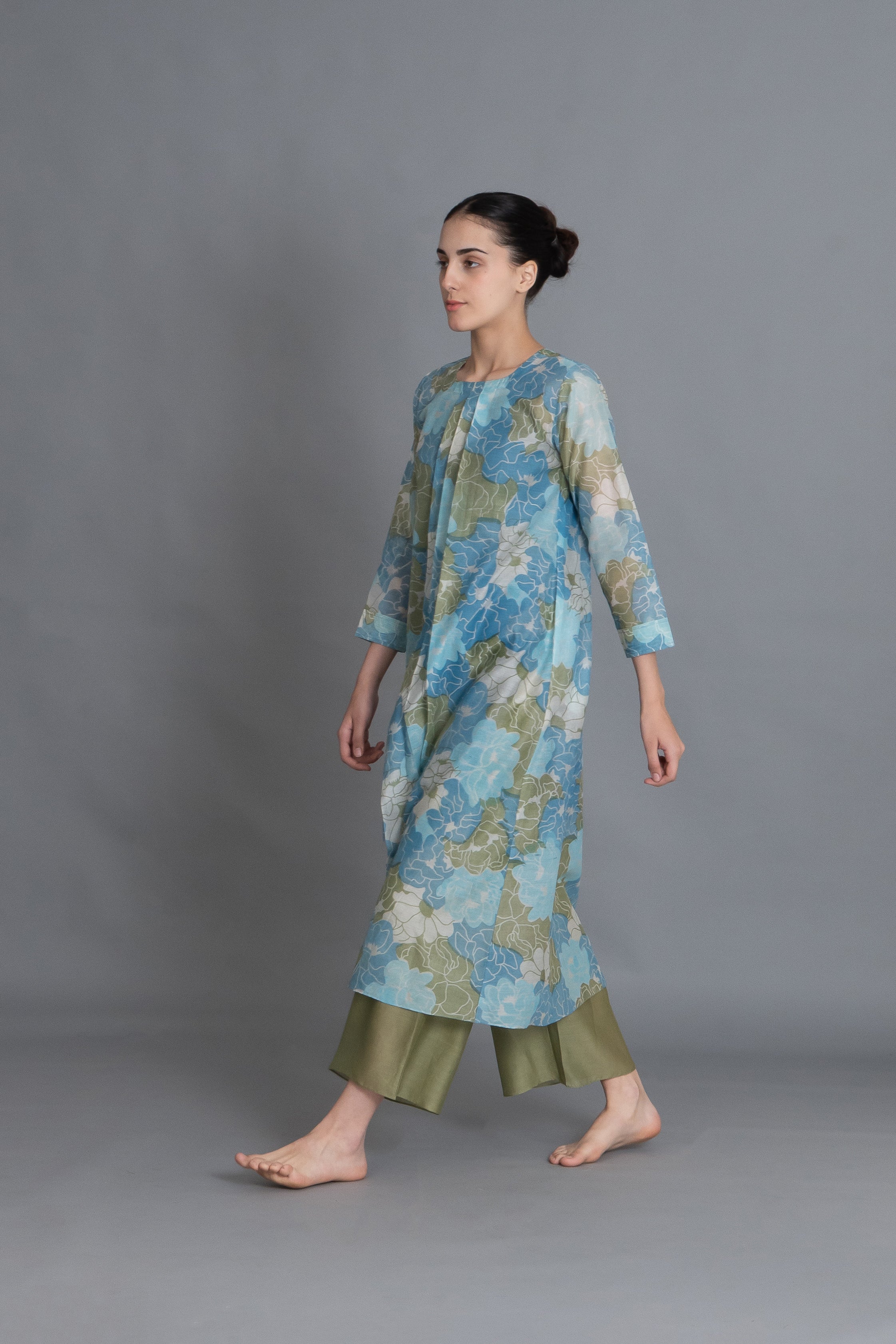 Ocean Blue Floral Print Dress Co-ord