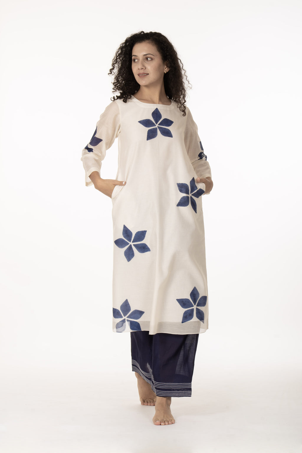 Blue Bloom Kurta with Bottom