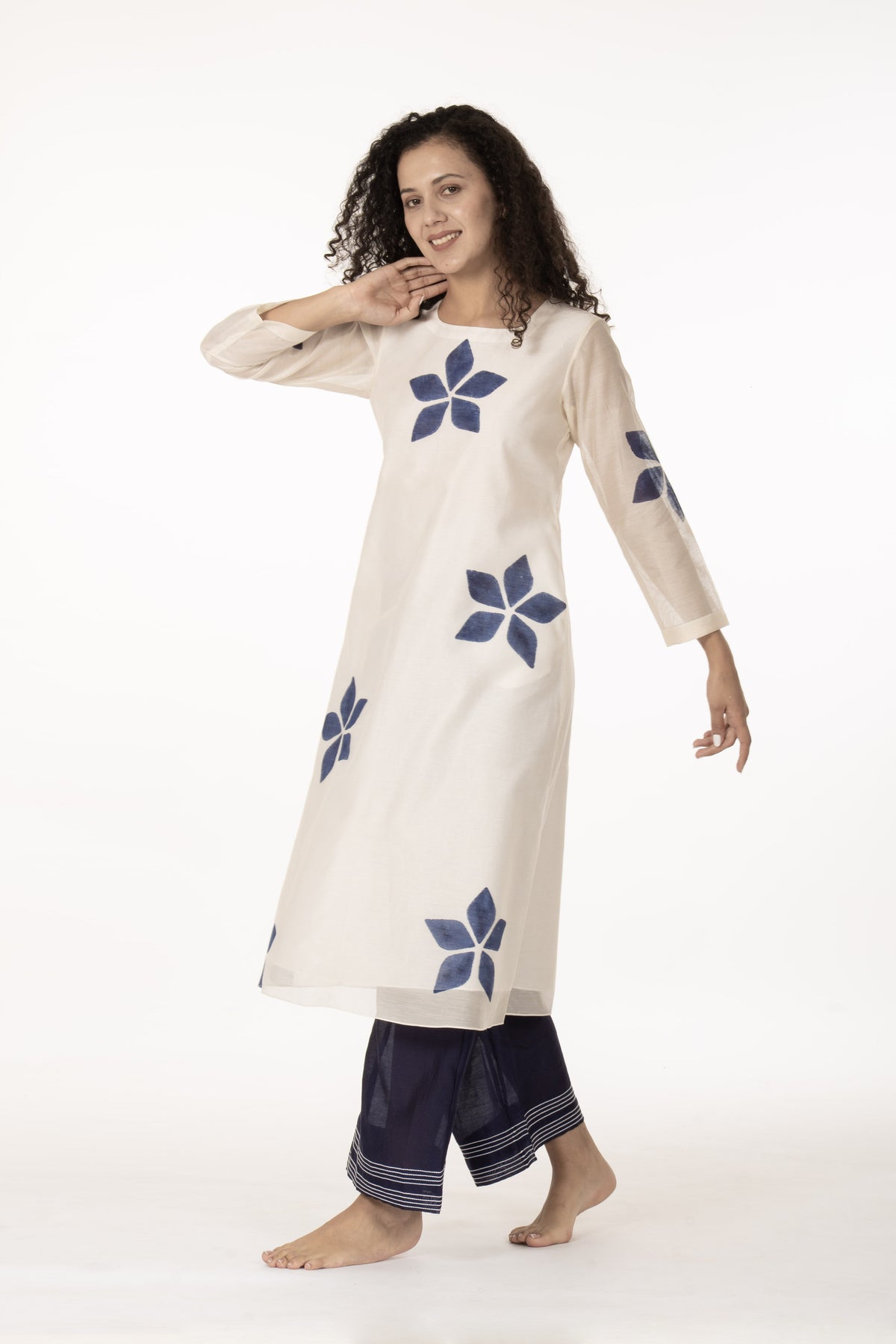 Blue Bloom Kurta with Bottom