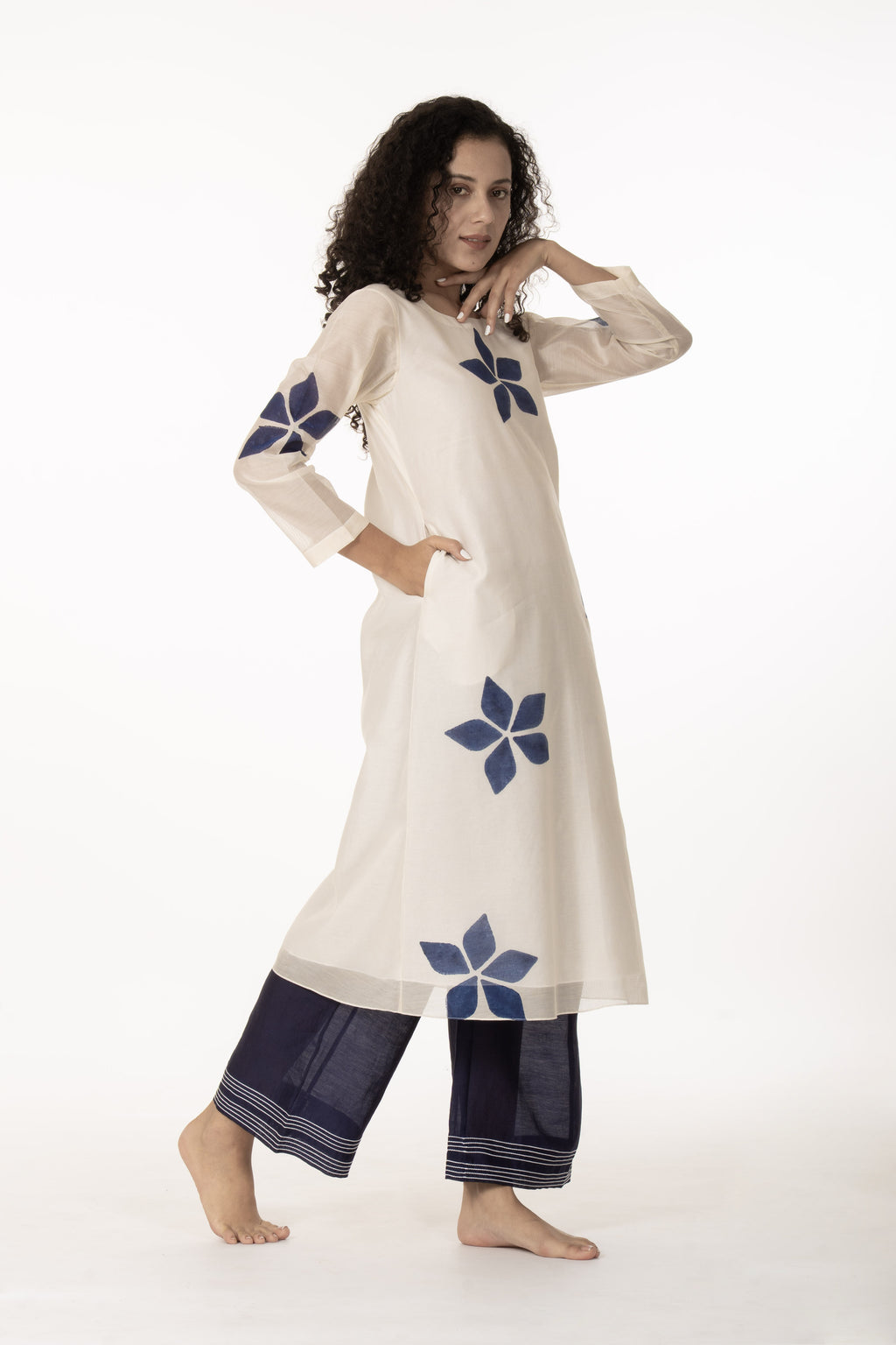 Blue Bloom Kurta with Bottom