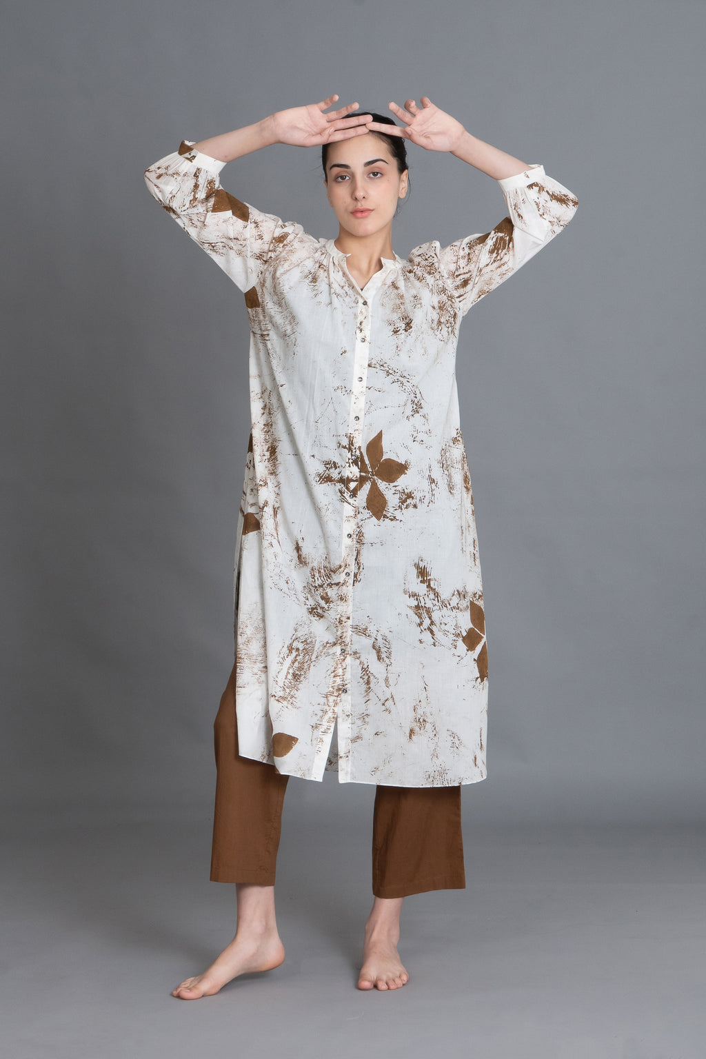 Earthy Brown Print Dress Co-ord