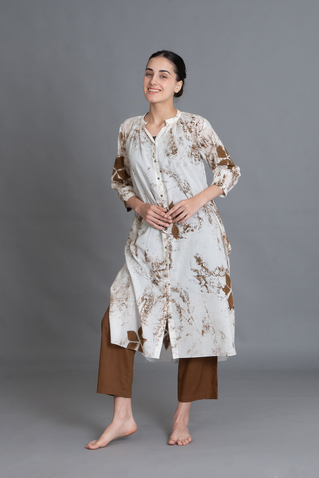 Earthy Brown Print Dress Co-ord