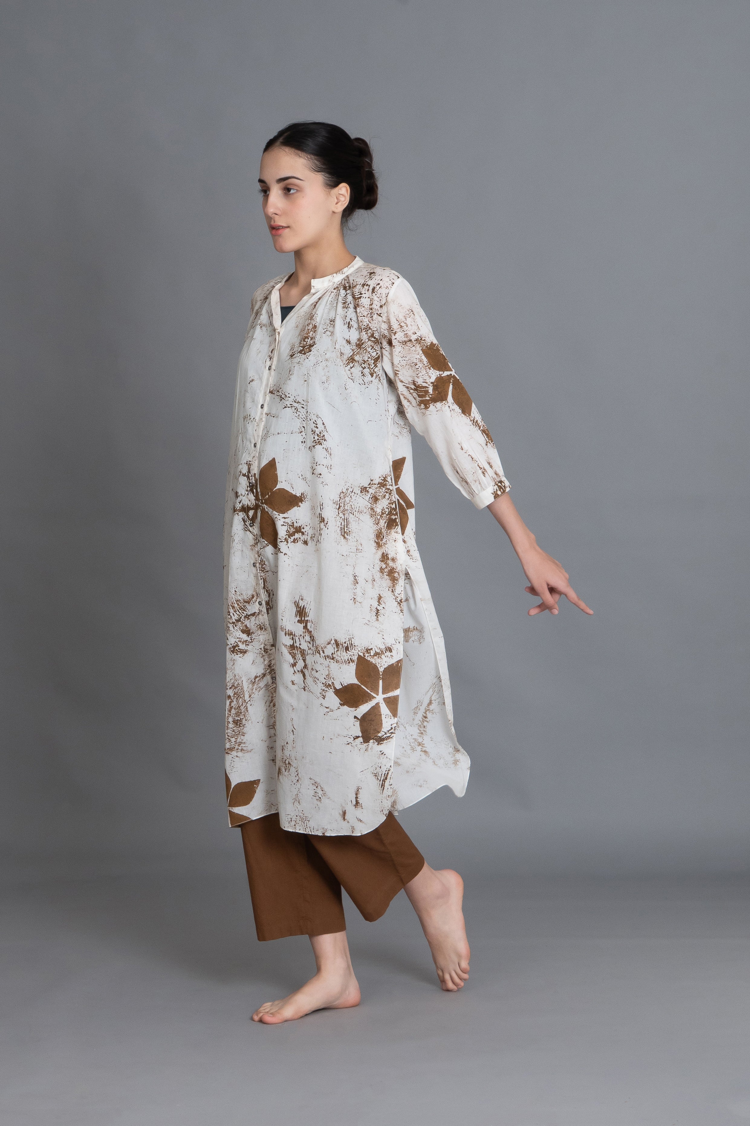 Earthy Brown Print Dress Co-ord