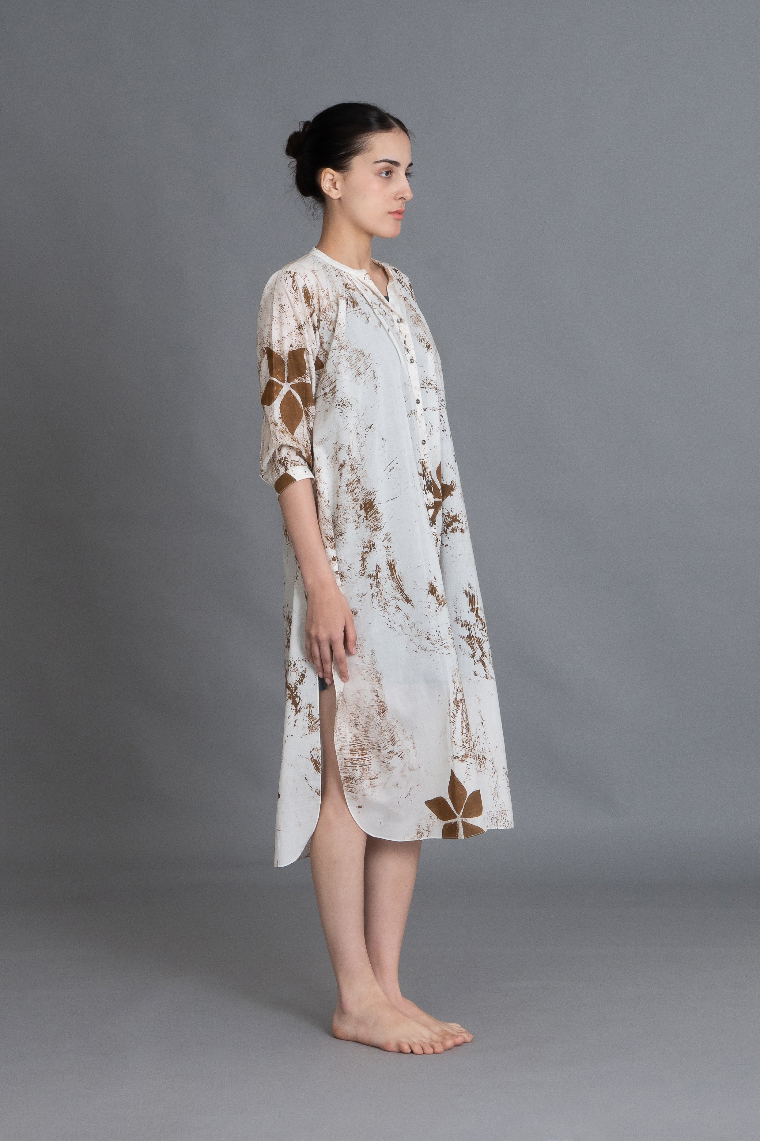 Earthy Brown Print Dress