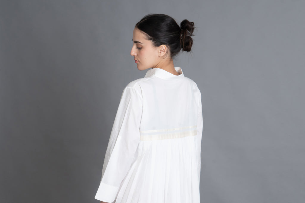 Bright white Pleated Shirt