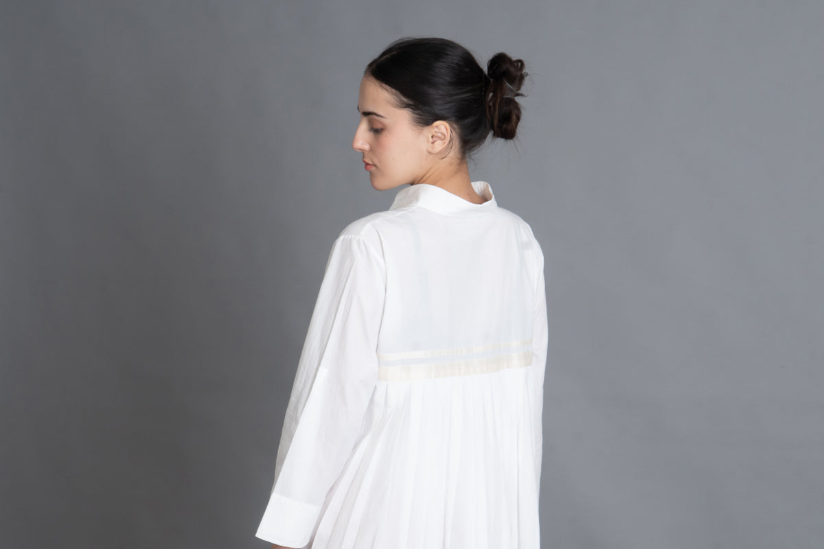 Bright white Pleated Shirt