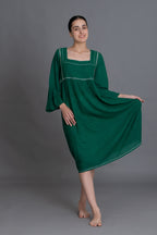Green Square Neck Dress