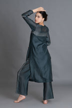 E-Mint Embroidery Dress with Embroidried Bottom