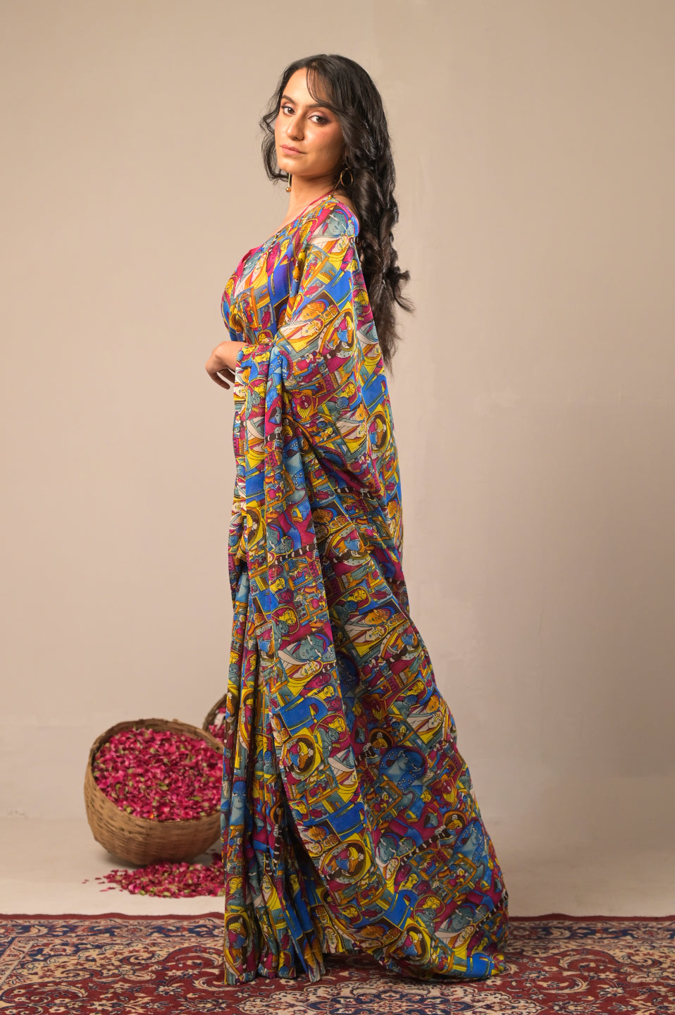 Arekaa Multicolor Jamini Heritage Pure Georgette Digital Print Saree For Womens