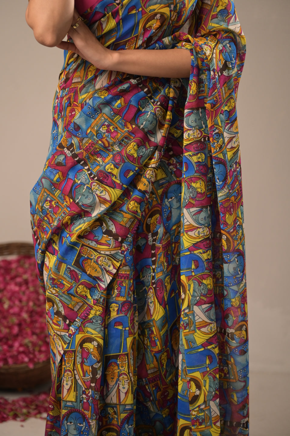 Arekaa Multicolor Jamini Heritage Pure Georgette Digital Print Saree For Womens