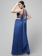 Blue Corset with pleated Skirt & Dupatta