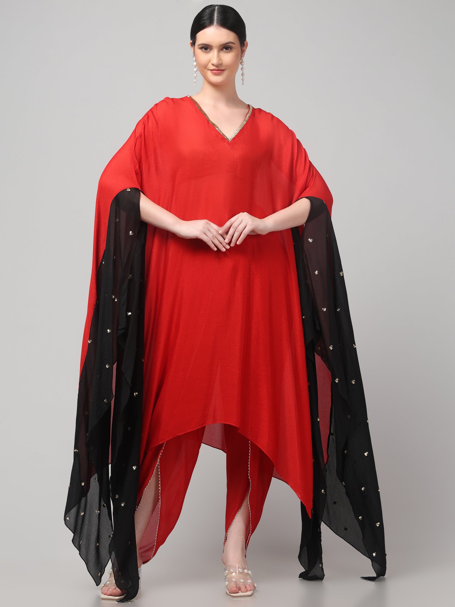 Two-Tone Asymmetric Kaftaan with Dhoti style Bottom