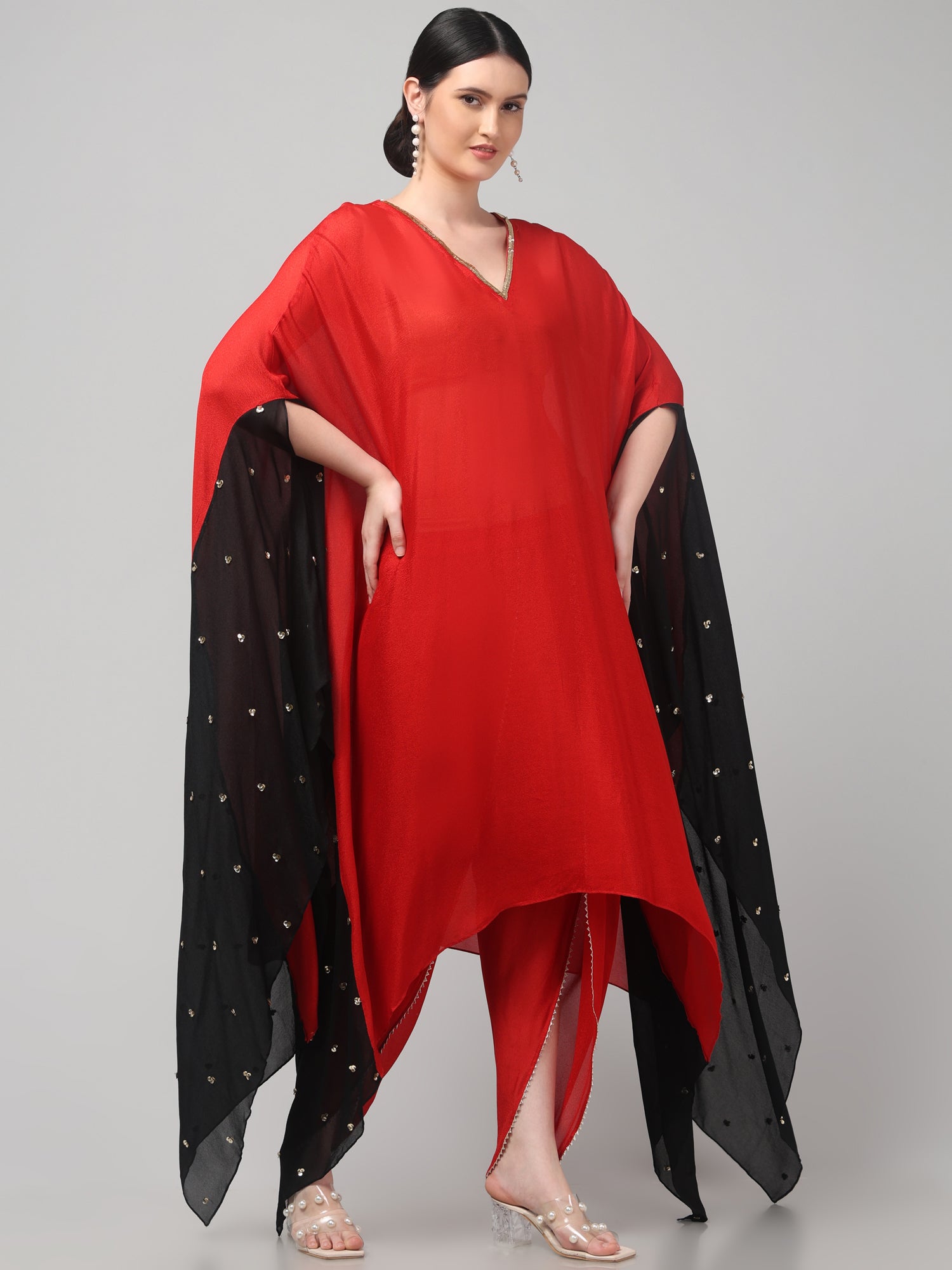 Two-Tone Asymmetric Kaftaan with Dhoti style Bottom