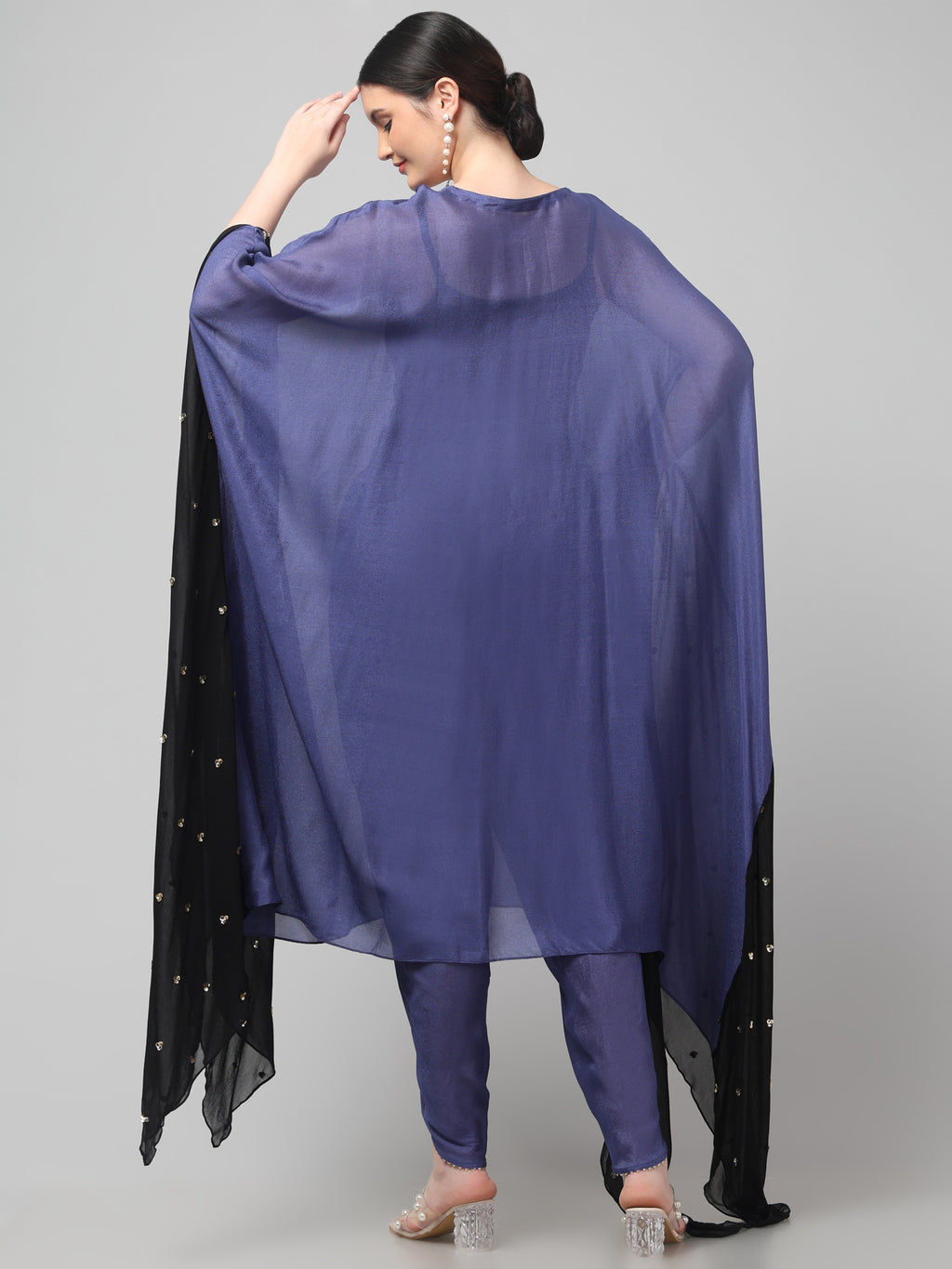 Two-Tone Asymmetric Kaftaan with Dhoti style Bottom