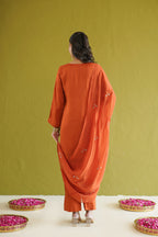 Rust Embroidered Farshi Set