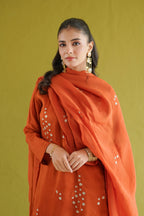 Rust Embroidered Farshi Set